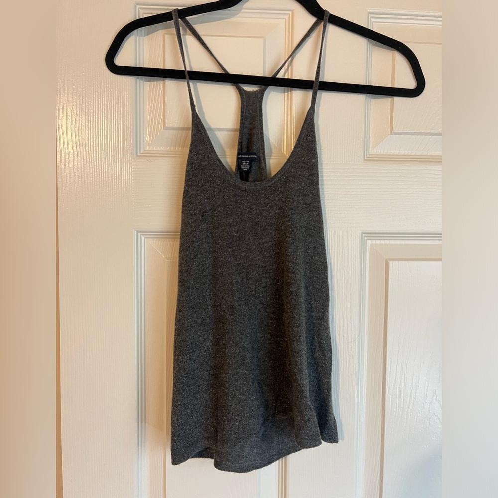 American Eagle, sparkly gray razorback tank, size xs